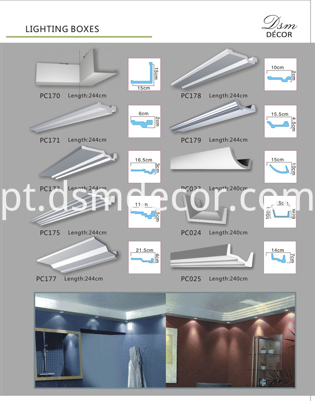 Elementos de iluminação indireta lisa de poliuretano Polyurethane Plain Indirect Lighting Elements